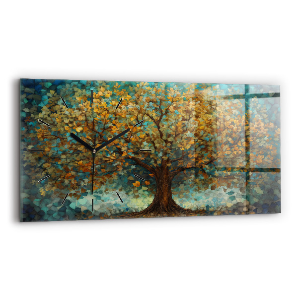 Horloge murale horizontale Arbre en mosaïque