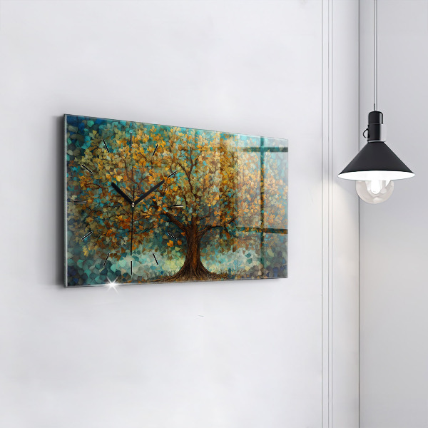 Horloge murale horizontale Arbre en mosaïque