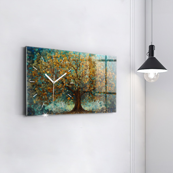 Horloge murale horizontale Arbre en mosaïque