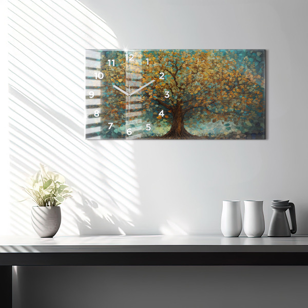 Horloge murale horizontale Arbre en mosaïque