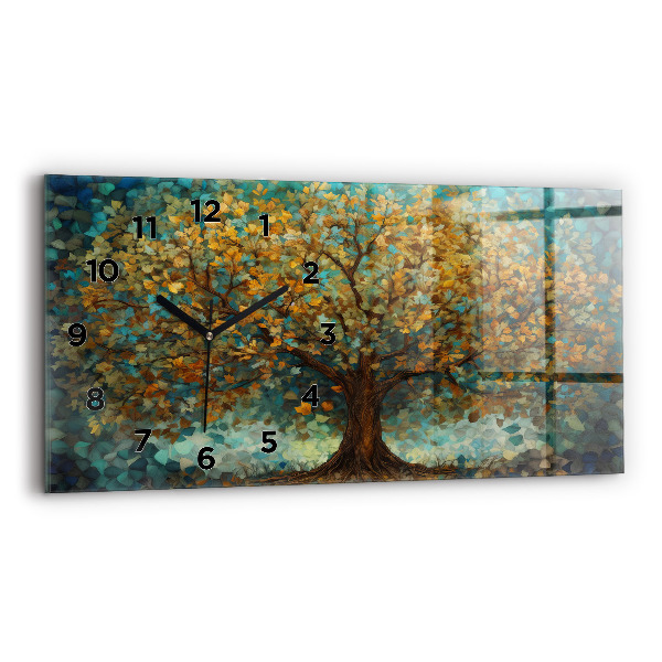 Horloge murale horizontale Arbre en mosaïque