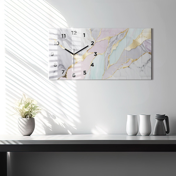 Horloge murale horizontale Motif en marbre
