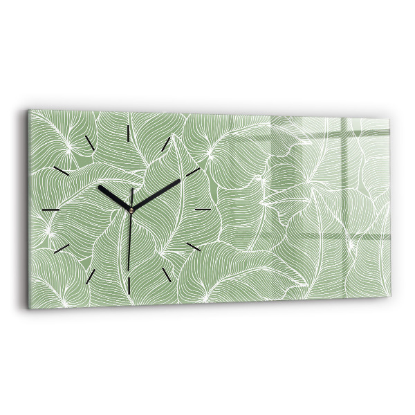 Horloge murale horizontale Motif de feuilles naturelles