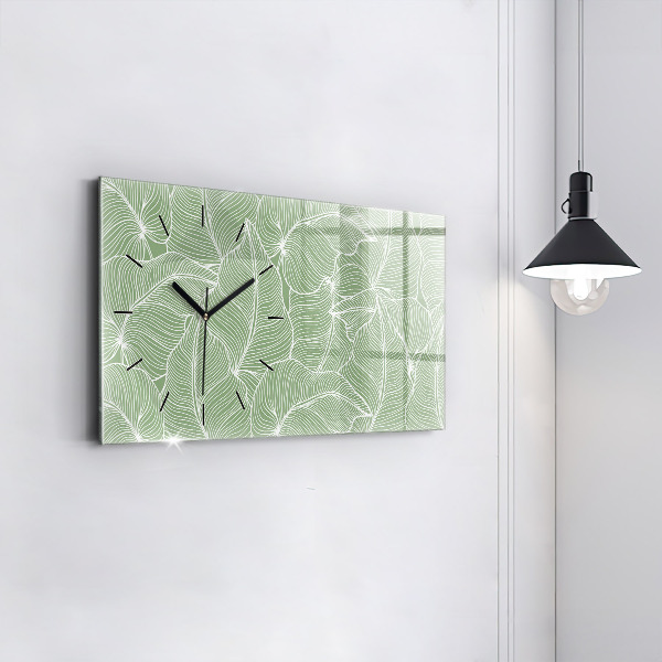 Horloge murale horizontale Motif de feuilles naturelles