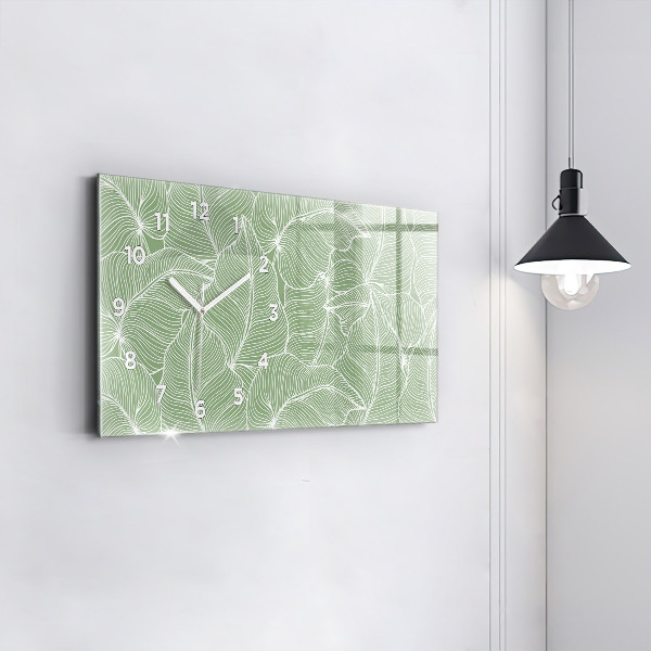 Horloge murale horizontale Motif de feuilles naturelles