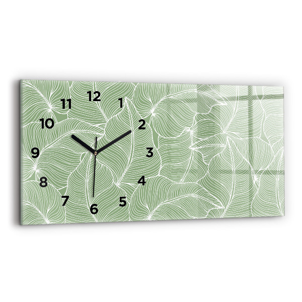 Horloge murale horizontale Motif de feuilles naturelles