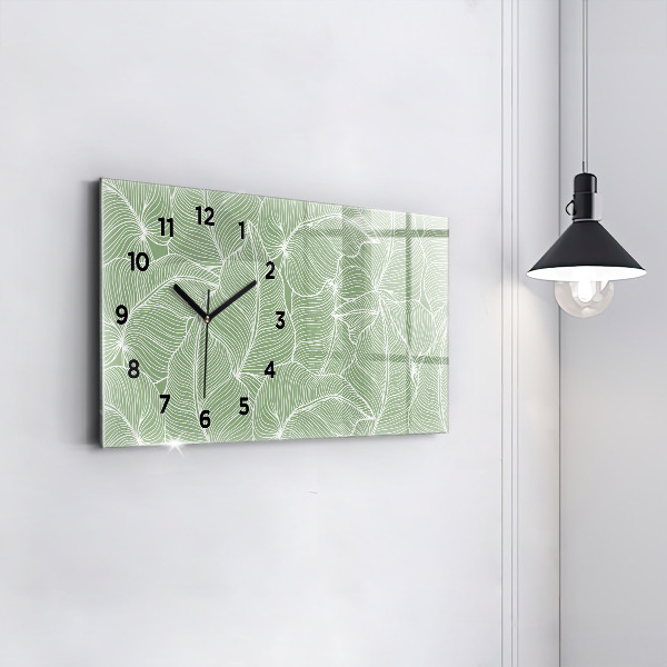 Horloge murale horizontale Motif de feuilles naturelles