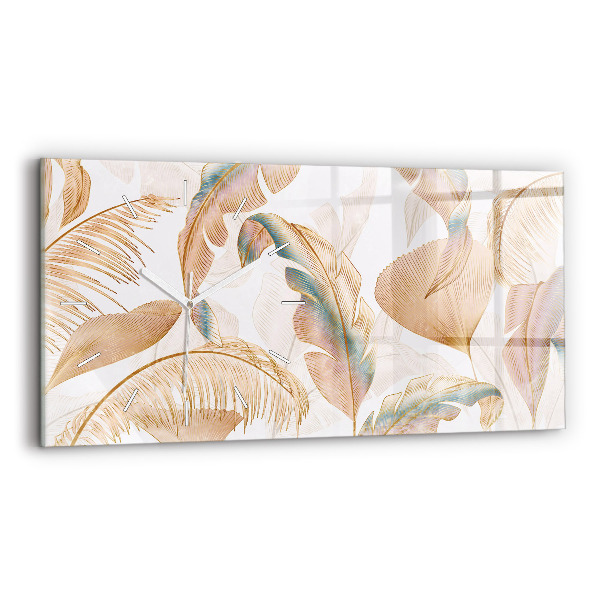 Horloge murale horizontale Motif de feuille naturelle