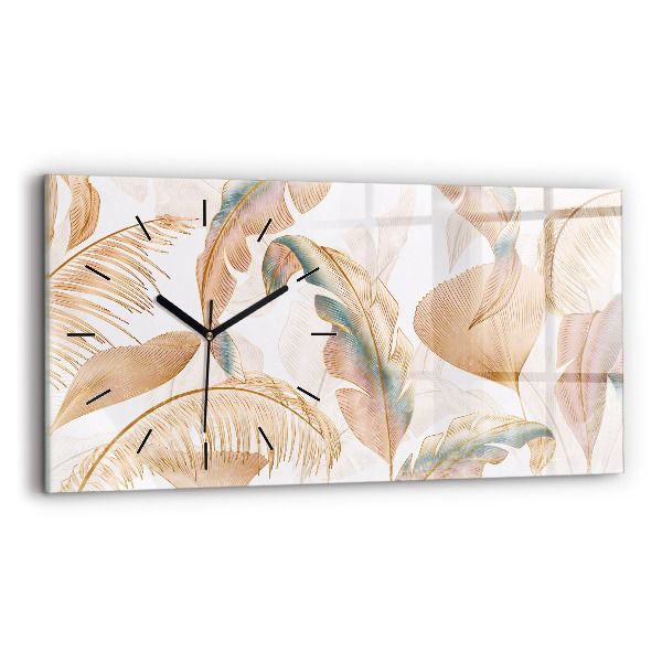 Horloge murale horizontale Motif de feuille naturelle