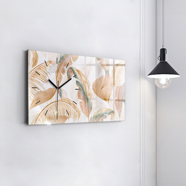 Horloge murale horizontale Motif de feuille naturelle