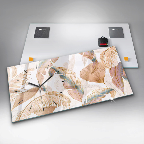 Horloge murale horizontale Motif de feuille naturelle