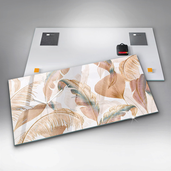 Horloge murale horizontale Motif de feuille naturelle