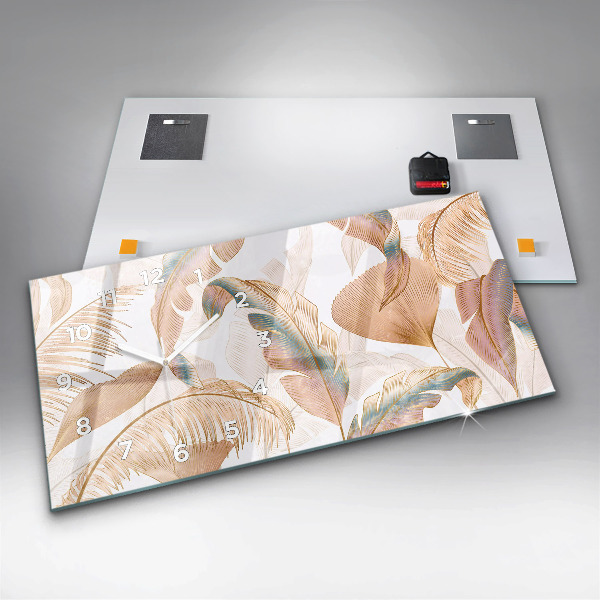 Horloge murale horizontale Motif de feuille naturelle