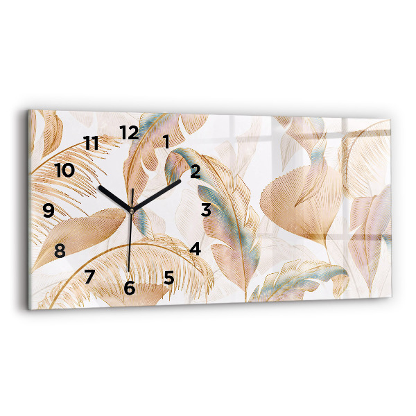 Horloge murale horizontale Motif de feuille naturelle