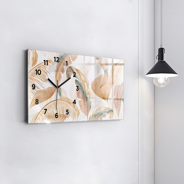 Horloge murale horizontale Motif de feuille naturelle
