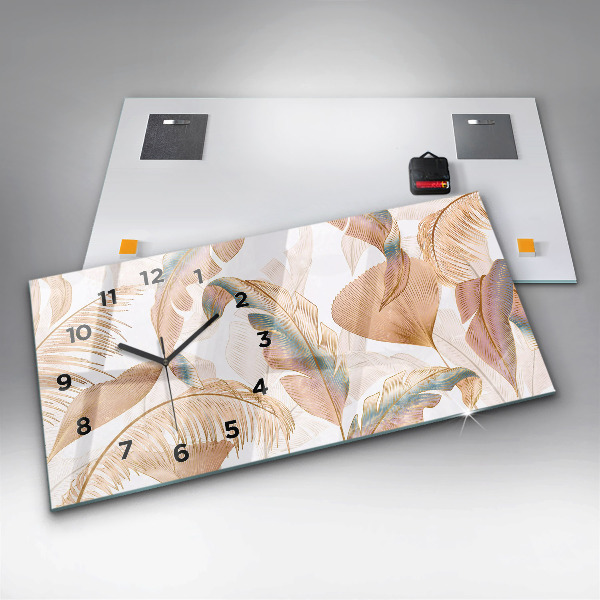 Horloge murale horizontale Motif de feuille naturelle