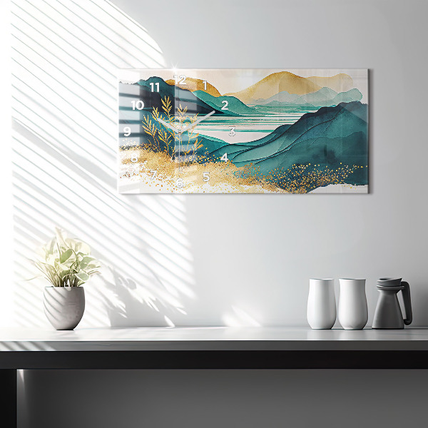 Horloge murale horizontale Paysage de montagne