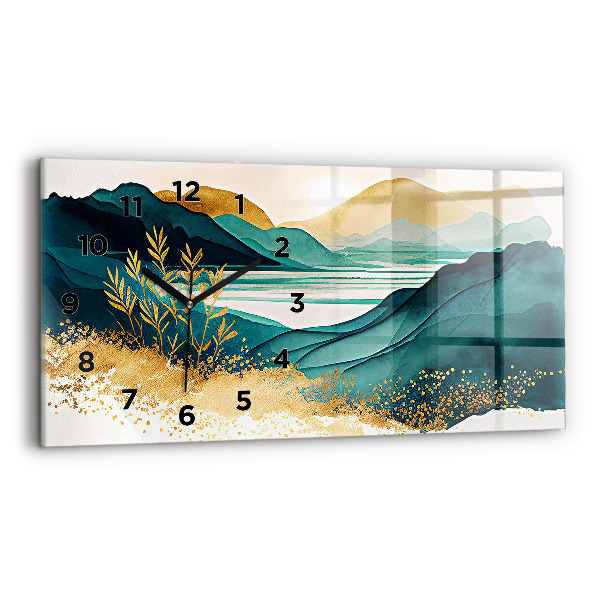 Horloge murale horizontale Paysage de montagne