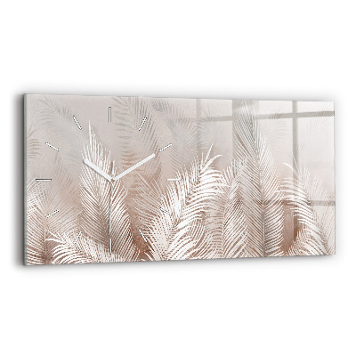 Horloge murale horizontale feuilles tropicales
