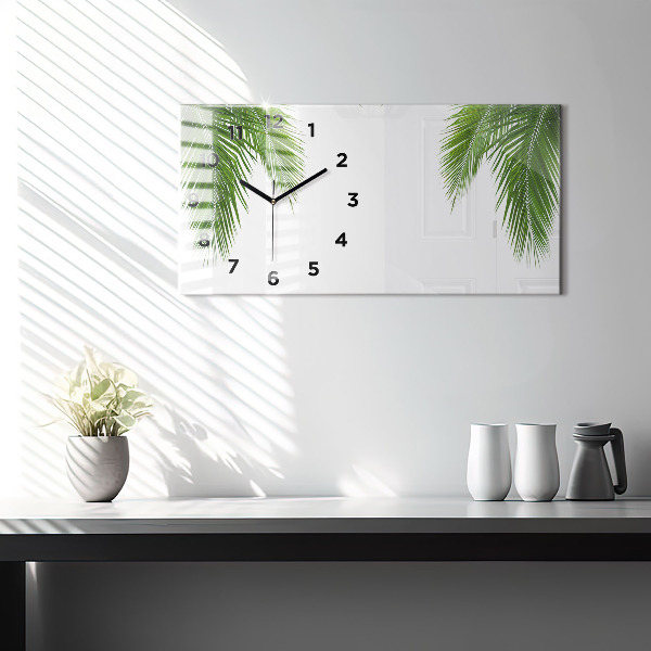 Horloge murale horizontale Feuilles de palmier nature
