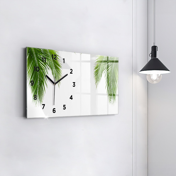 Horloge murale horizontale Feuilles de palmier nature