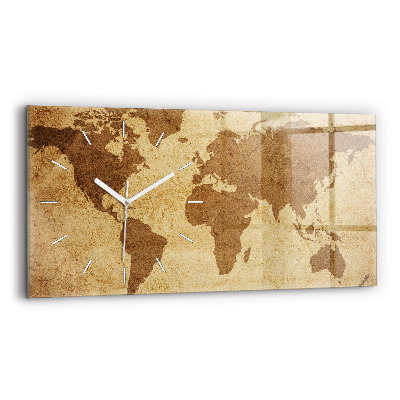 Horloge rectangulaire horizontale Carte du monde vintage