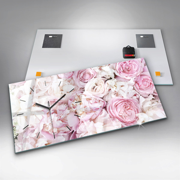 Horloge murale horizontale Fleurs décoratives