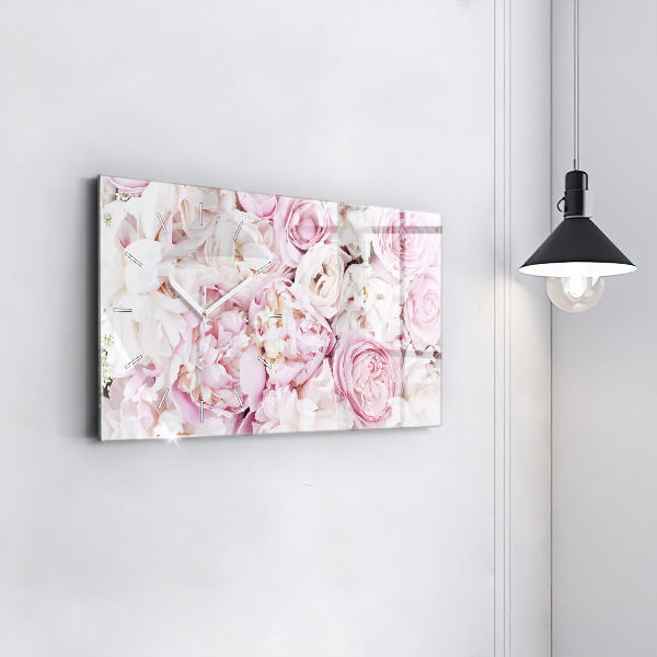 Horloge murale horizontale Fleurs décoratives