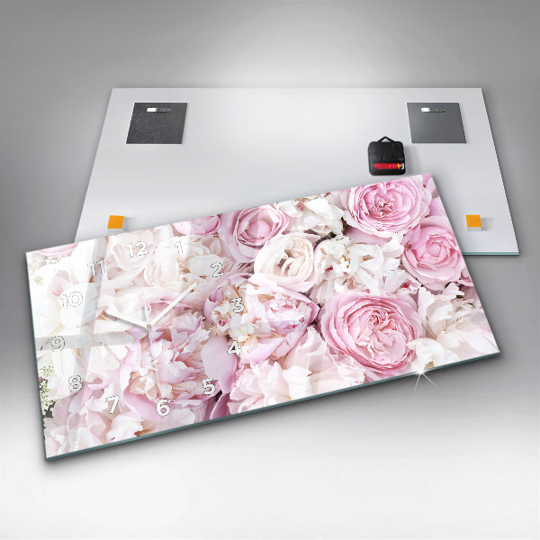 Horloge murale horizontale Fleurs décoratives