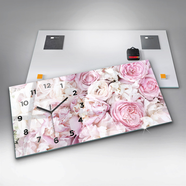 Horloge murale horizontale Fleurs décoratives