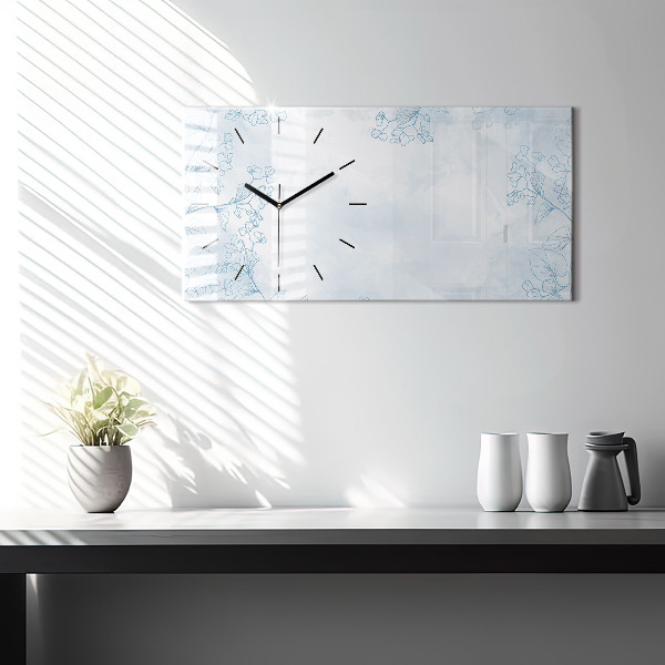 Horloge murale horizontale Croquis de plantes
