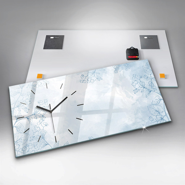 Horloge murale horizontale Croquis de plantes