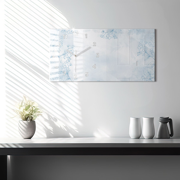 Horloge murale horizontale Croquis de plantes