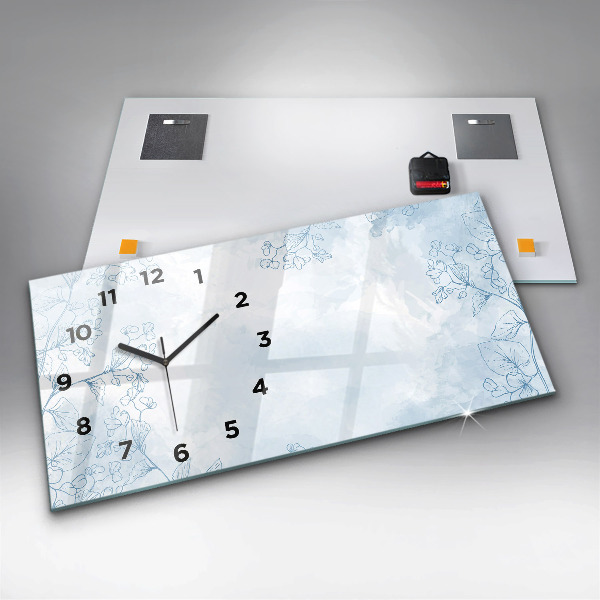 Horloge murale horizontale Croquis de plantes