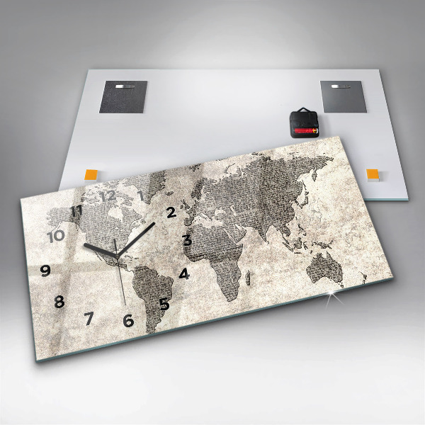 Horloge murale horizontale Journal de la carte du monde
