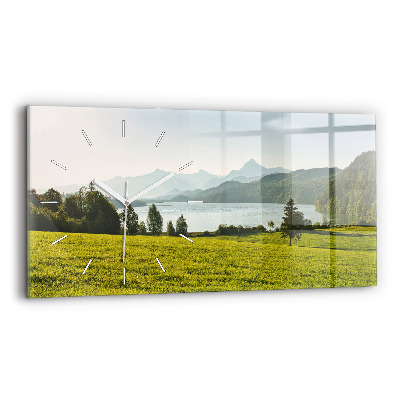 Horloge murale horizontale Montagnes et champs