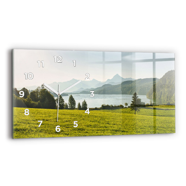 Horloge murale horizontale Montagnes et champs