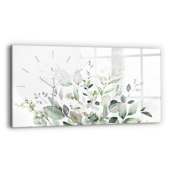 Horloge murale horizontale Feuilles de plantes