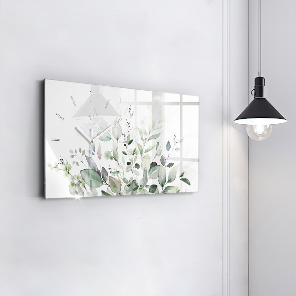Horloge murale horizontale Feuilles de plantes