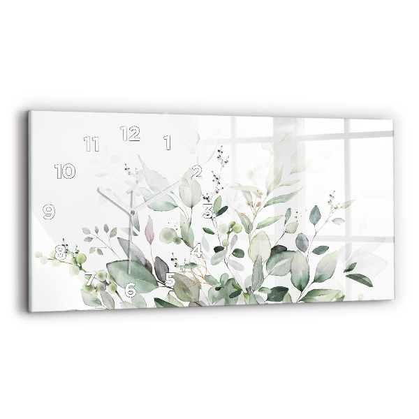 Horloge murale horizontale Feuilles de plantes