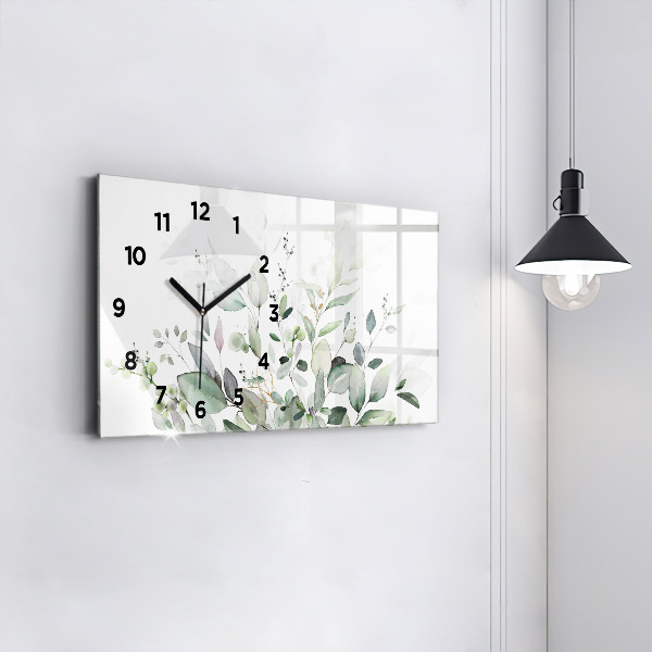 Horloge murale horizontale Feuilles de plantes