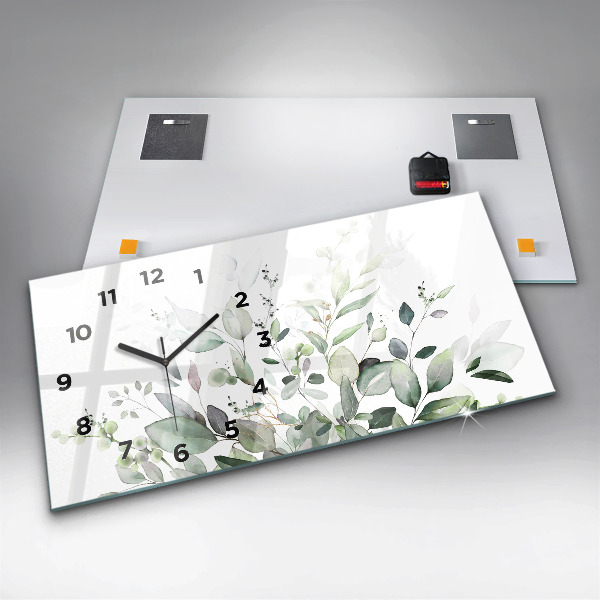 Horloge murale horizontale Feuilles de plantes