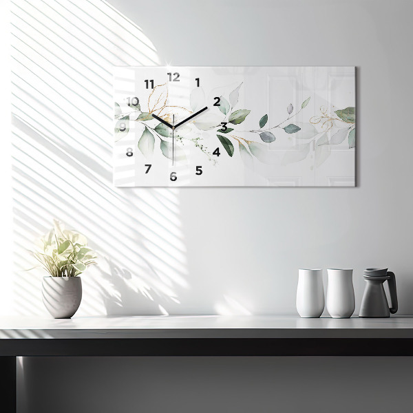 Horloge murale horizontale 'Feuilles d''abstraction'