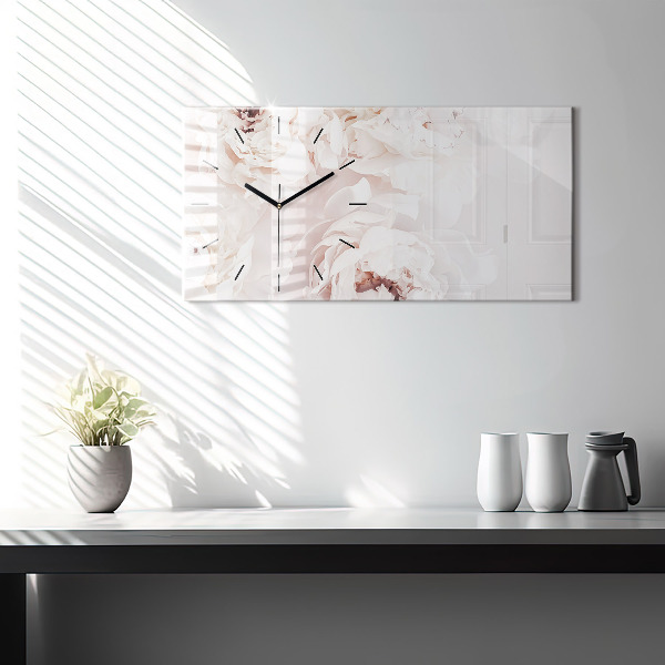 Horloge murale horizontale Fleurs de pivoine