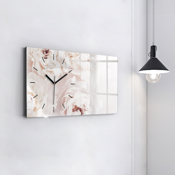 Horloge murale horizontale Fleurs de pivoine