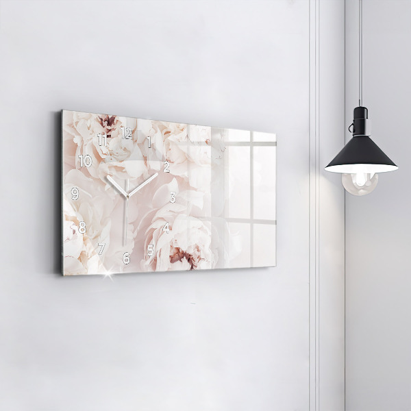 Horloge murale horizontale Fleurs de pivoine