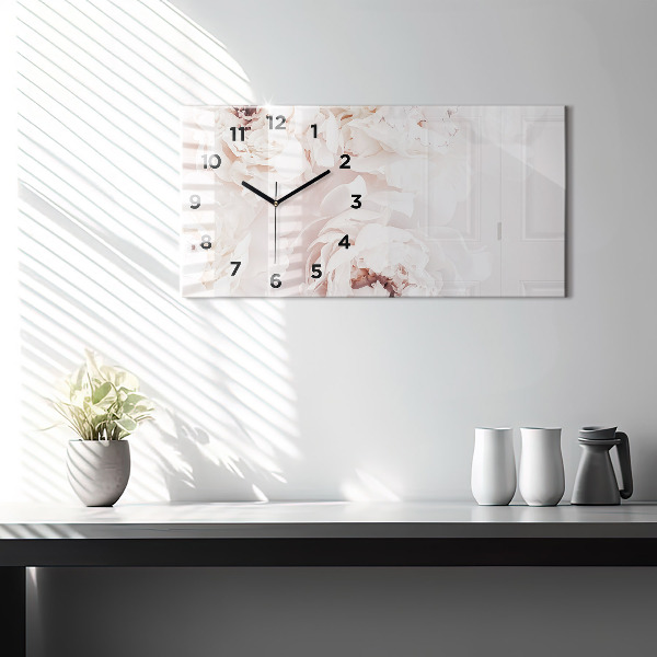 Horloge murale horizontale Fleurs de pivoine