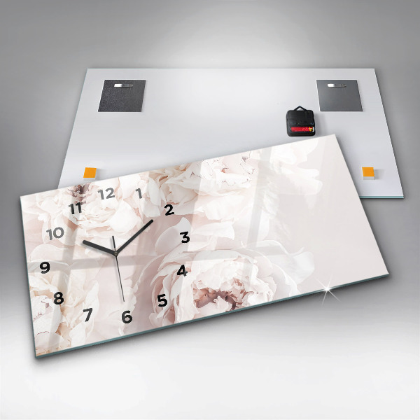 Horloge murale horizontale Fleurs de pivoine