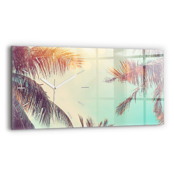 Horloge murale horizontale Palmiers tropicaux