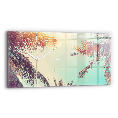 Horloge murale horizontale Palmiers tropicaux